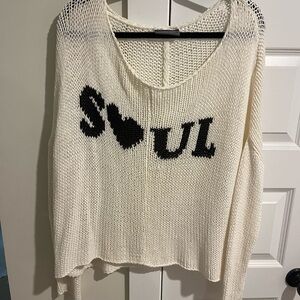 Wooden Ships White and Black Crew Neck Sweater with Soul Design
